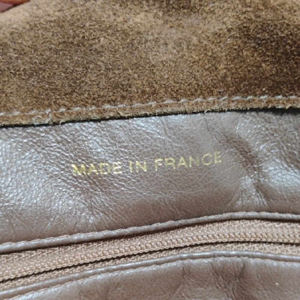 Authentic CHANEL Vintage Brown Suede Tote Handbag W Dust Bag - Picture 11 of 16